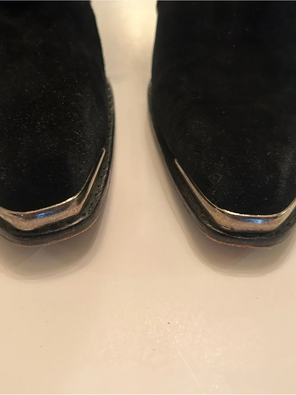 Stuart Weitzman Women’s Black Suede Pointed Lace-Up Ankle Boots with Conchos